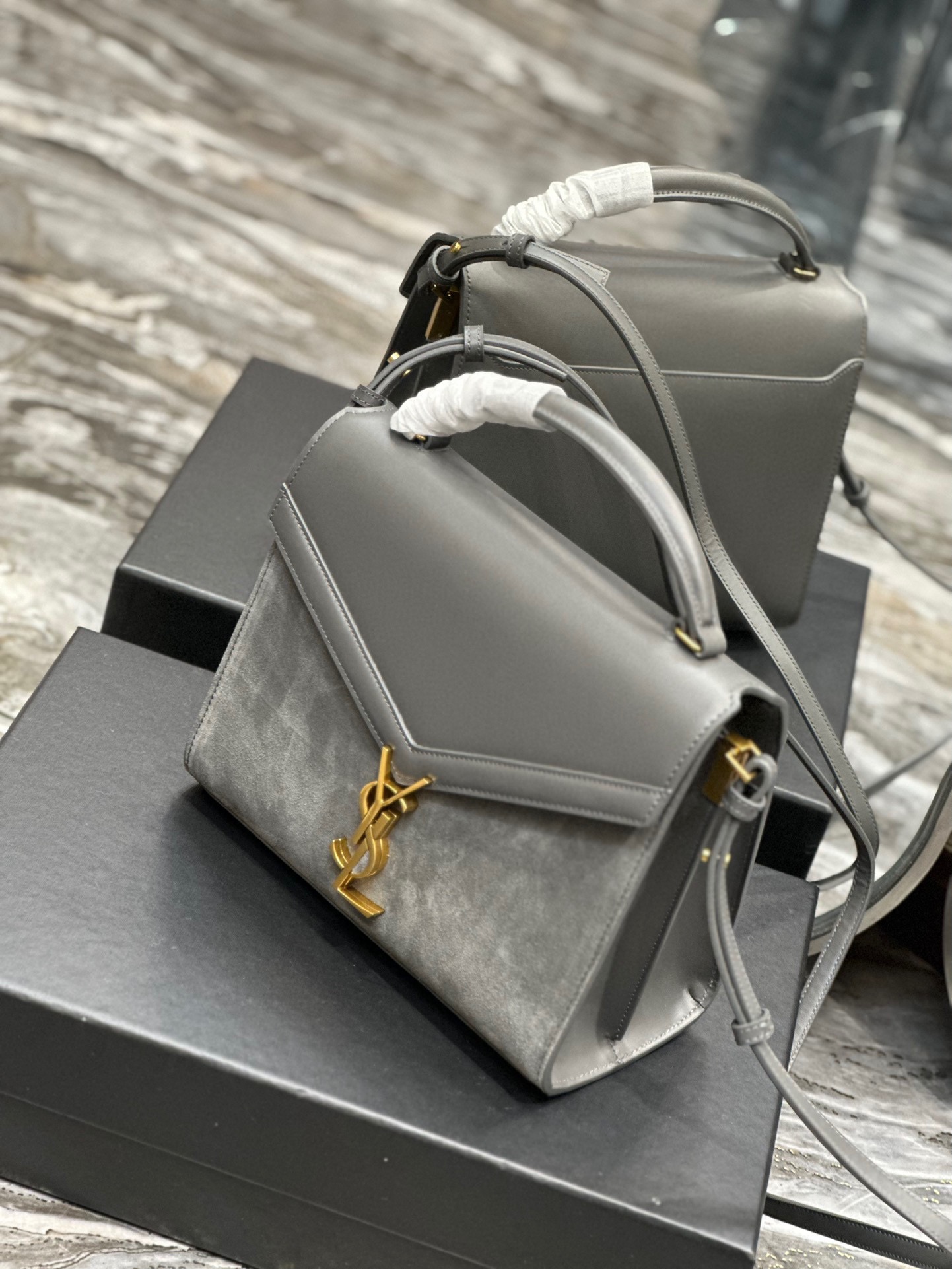 Sa1nt Lau*nt Cassandra Medium Top Handle Bag Black/White/Burgundy/Grey/Brown For Women‎ 9.6in/24.5cm