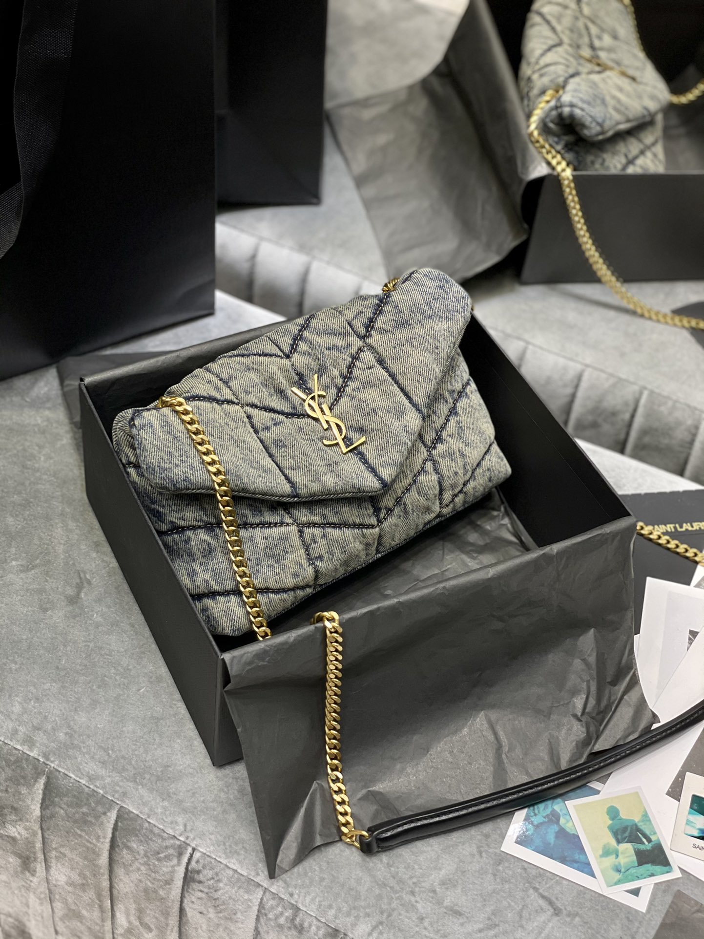 Sa1nt Lau*nt Puffer Toy Bag Grey For Women 9in/23cm
