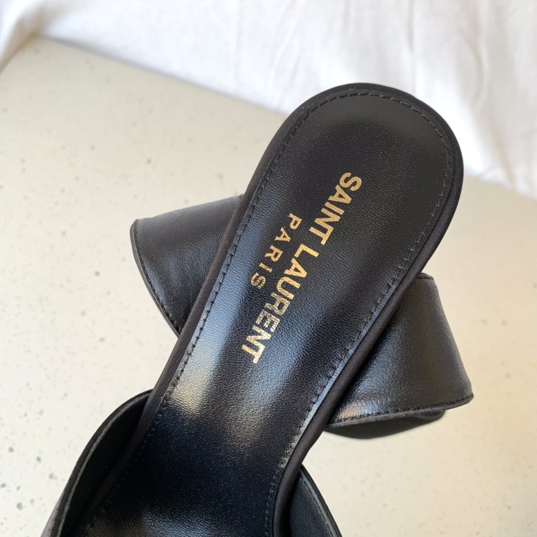 Sa1nt Lau*nt Fanny Slingback Pumps In Crepe Satin Black For Women 7176081UU001000