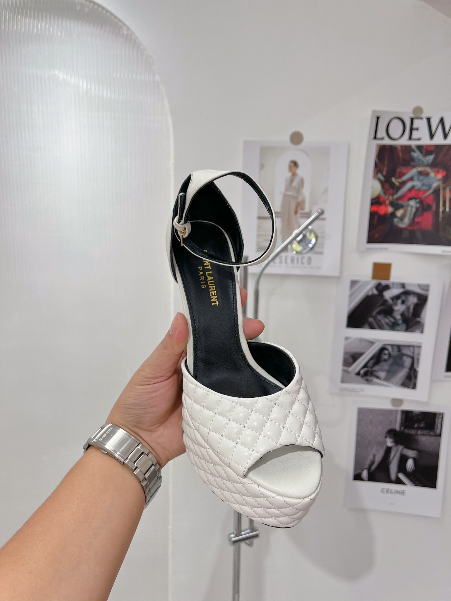 Sa1nt Lau*nt Jodie Platform Sandals In Smooth White For Women