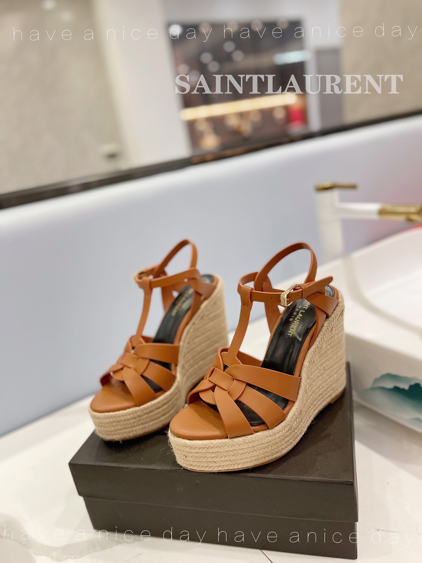 Sa1nt Lau*nt Tribute Espadrilles In Smooth Brown For Women