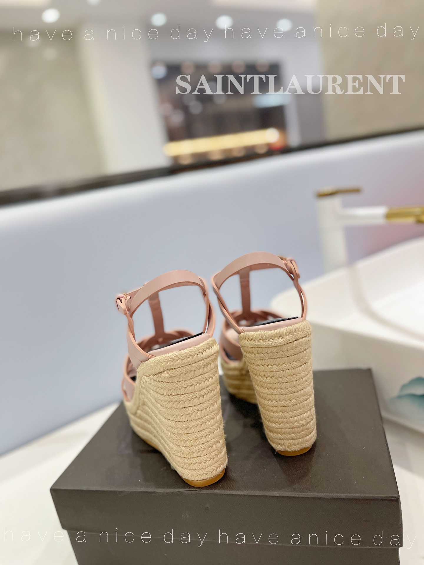 Sa1nt Lau*nt Tribute Espadrilles In Smooth Light Pink For Women