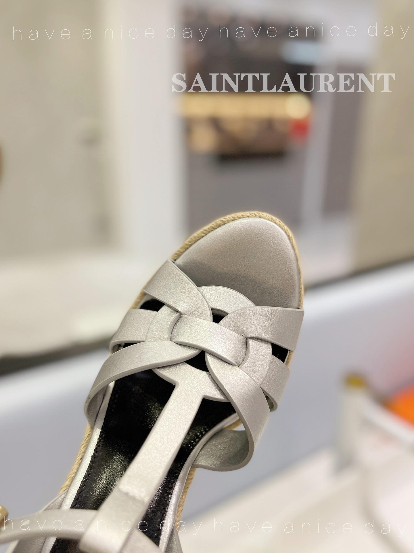 Sa1nt Lau*nt Tribute Espadrilles In Smooth Silver For Women