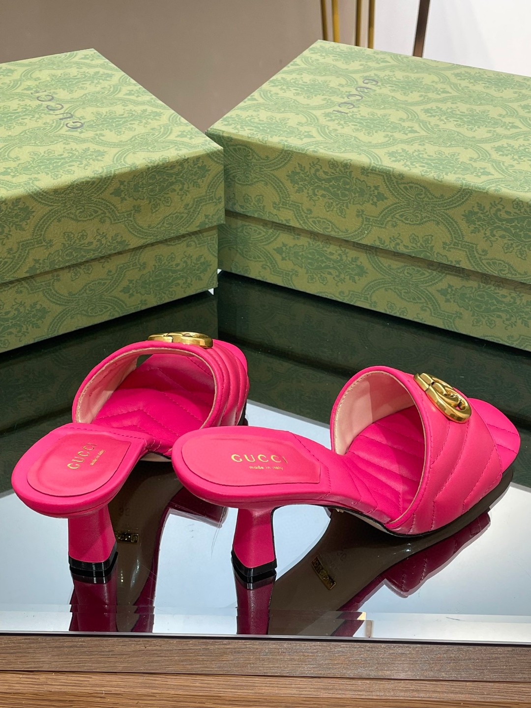 Gvc*1 Double G Slide Sandal Pink For Women 674839 BKO00 5752