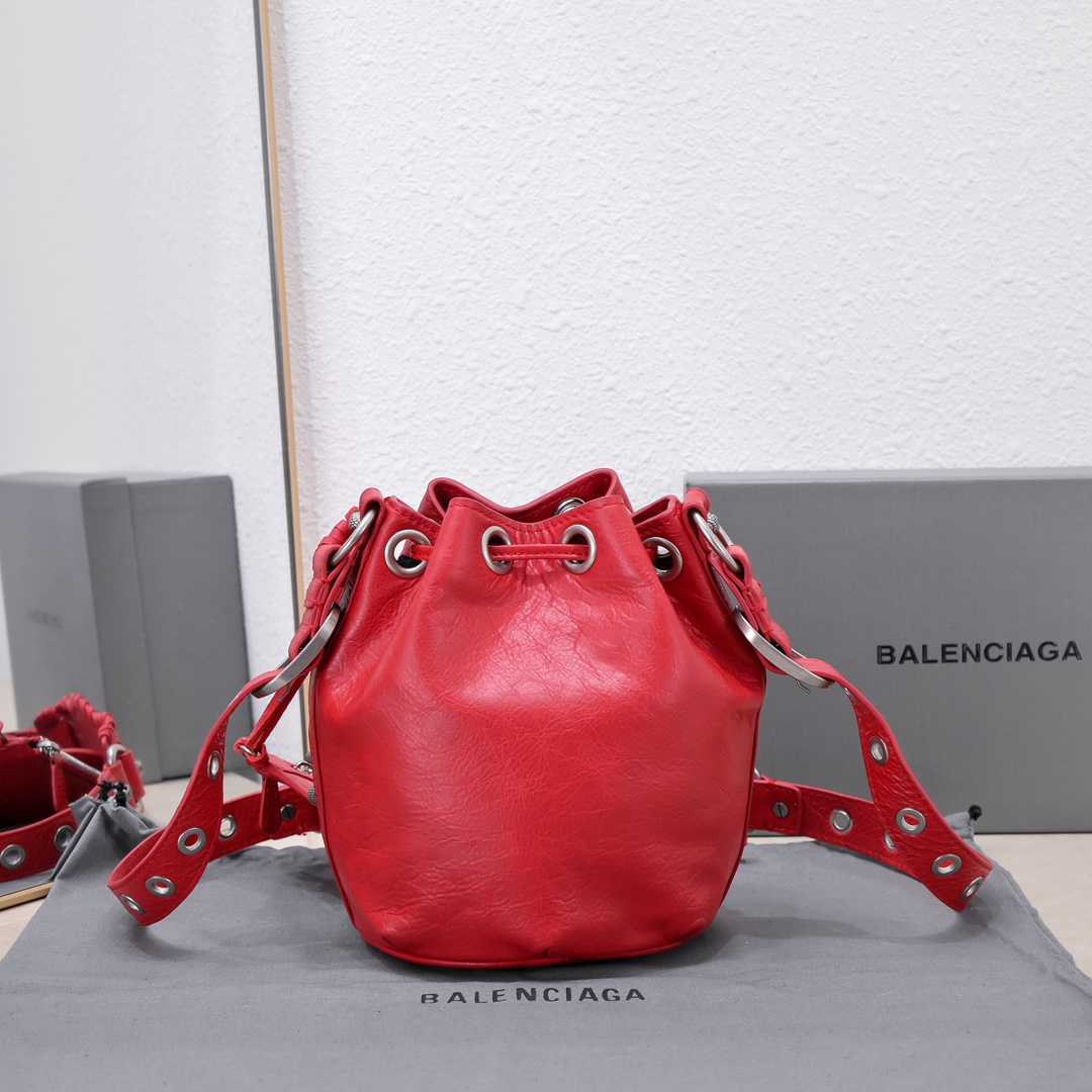 Ba1en*iaga Le Cagole Xs Bucket Bag Purple/Pink/Red/Blue/Green For Women 7.8in/20 cm