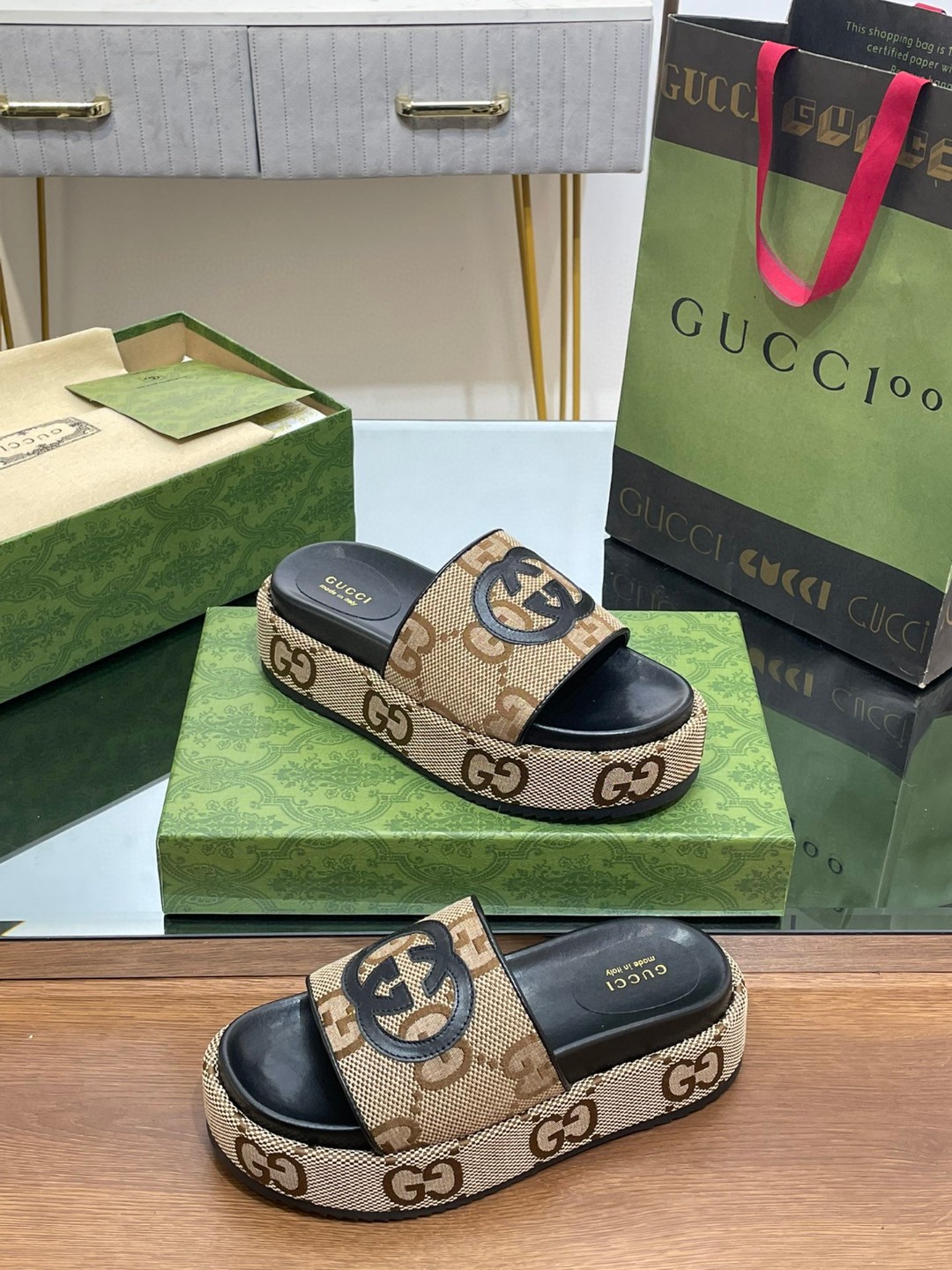Gvc*1 Platform Slide Sandal Brown For Women 