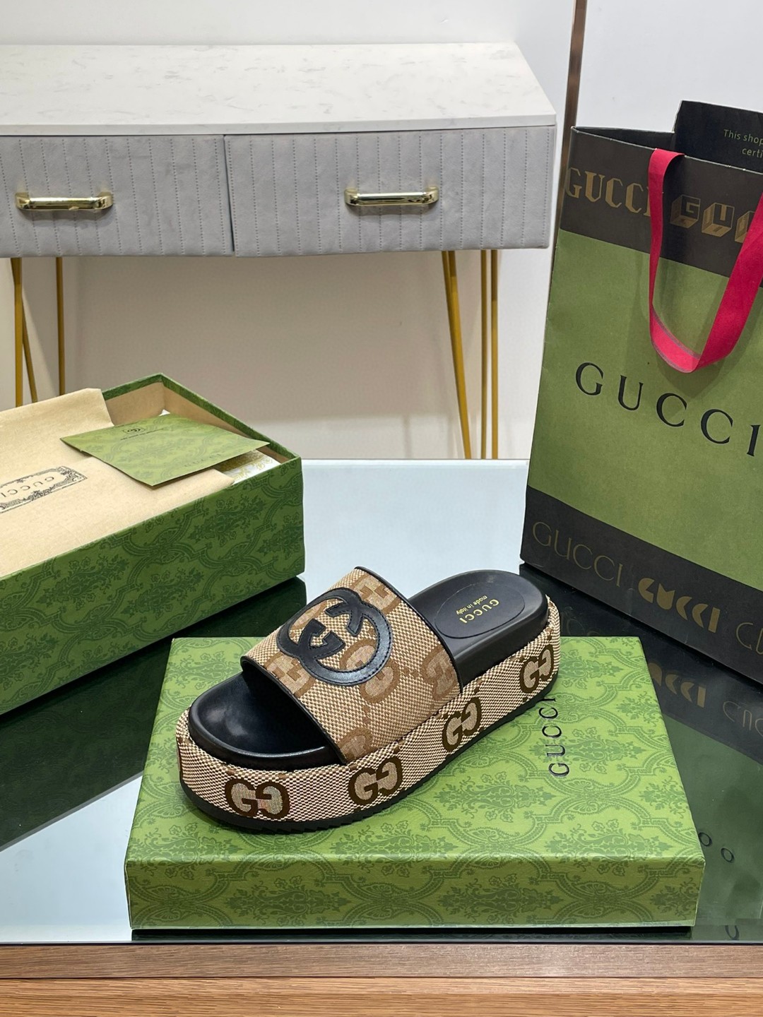Gvc*1 Platform Slide Sandal Brown For Women 