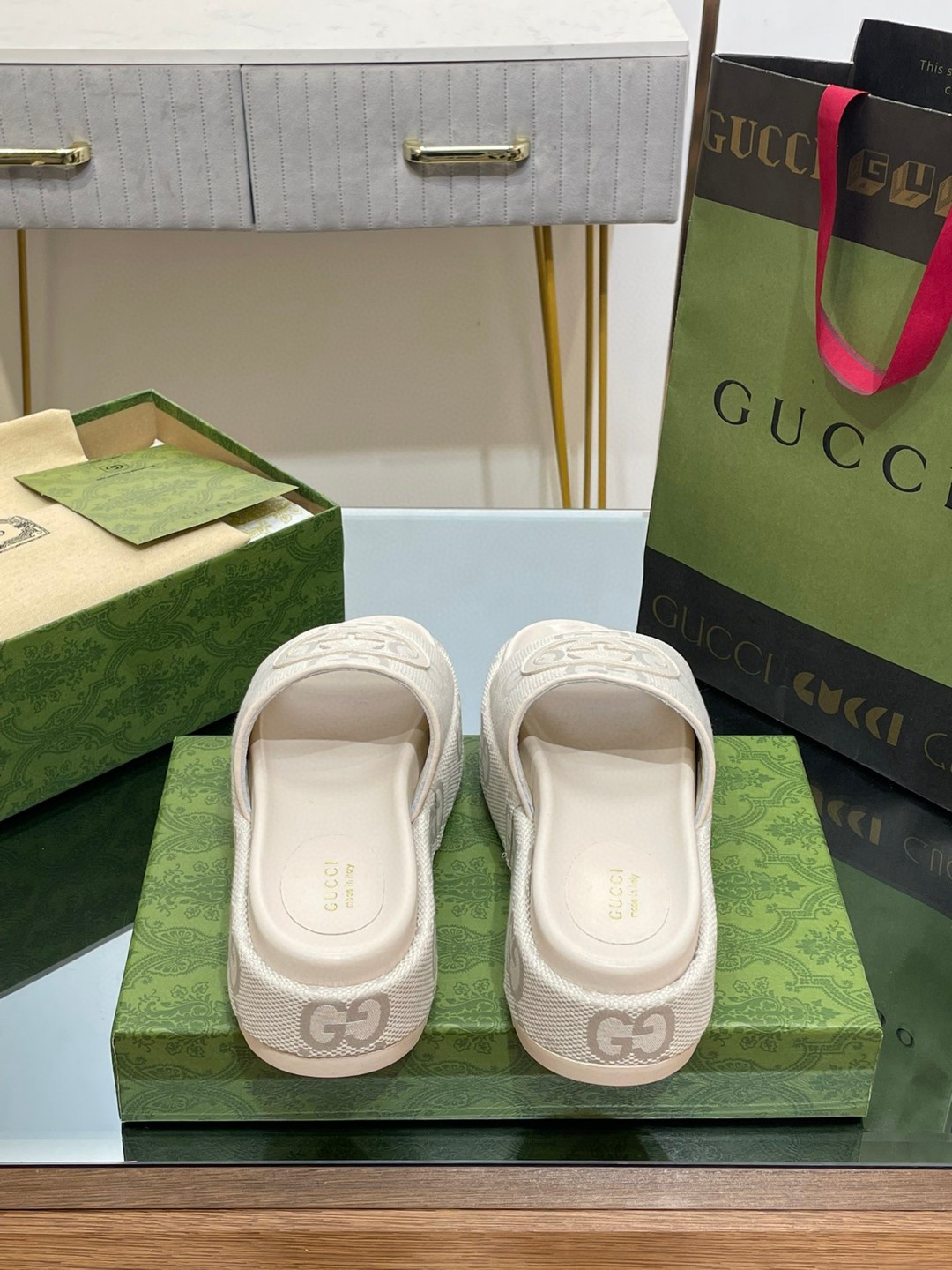 Gvc*1 Platform Slide Sandal White For Women 