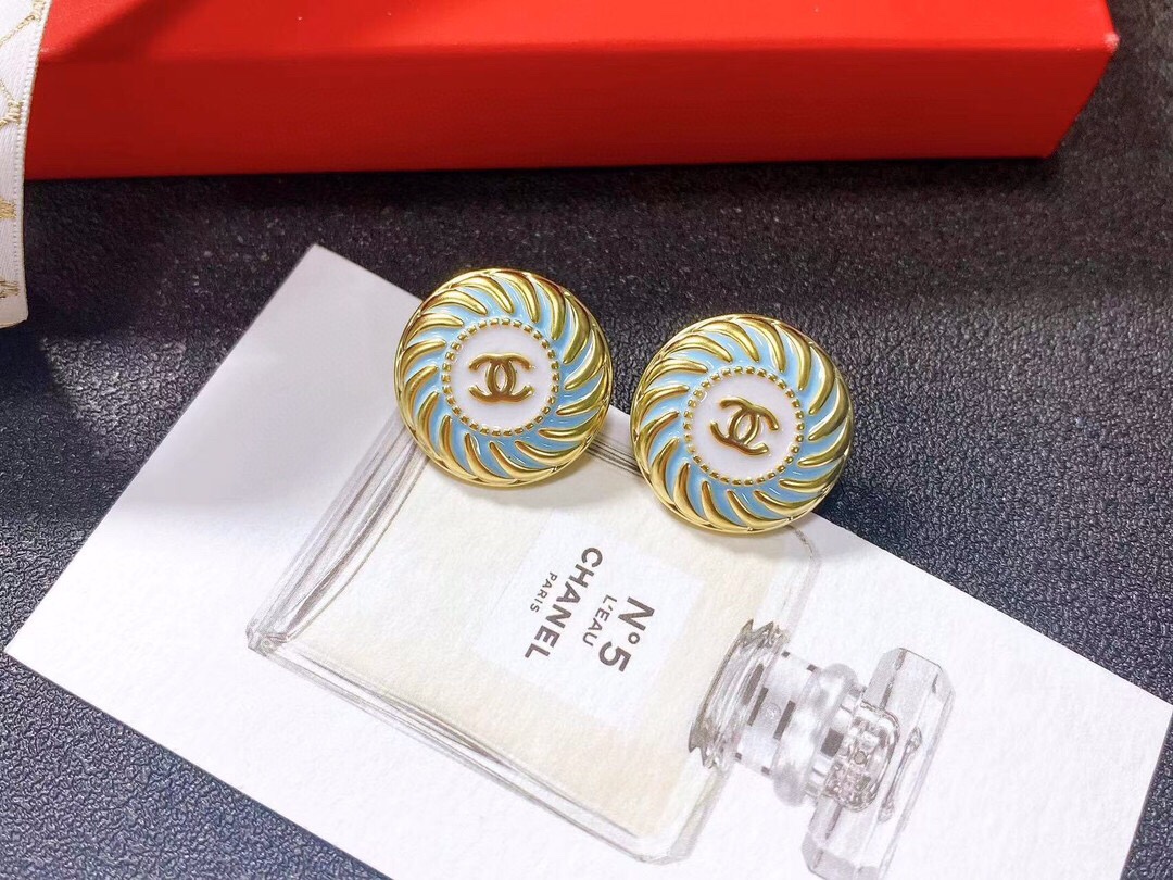 Ch**el Alphabet Earrings Jade Green For Women