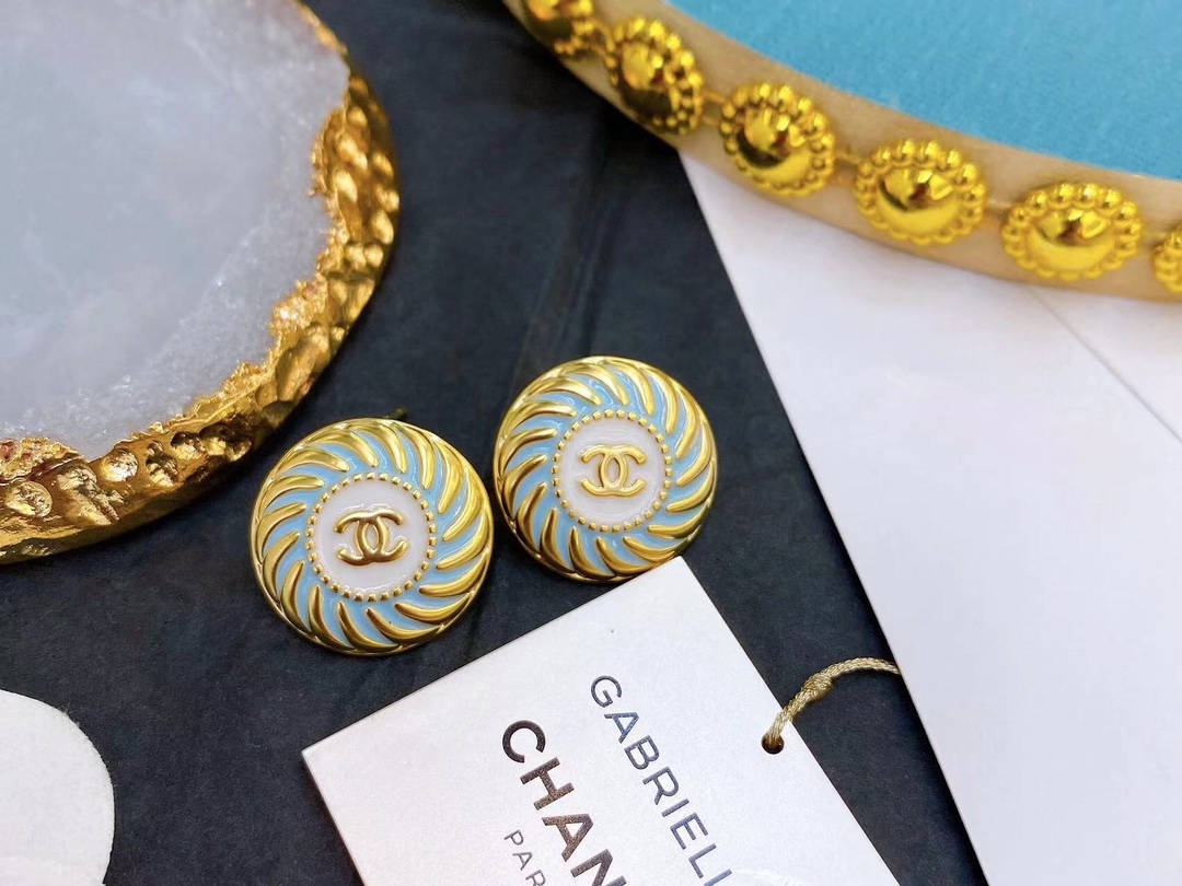 Ch**el Alphabet Earrings Jade Green For Women