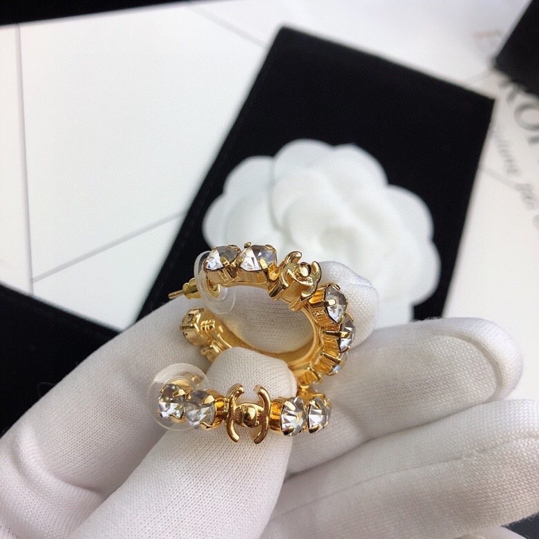 Ch**el C Shape Earrings Gold Tone For Women