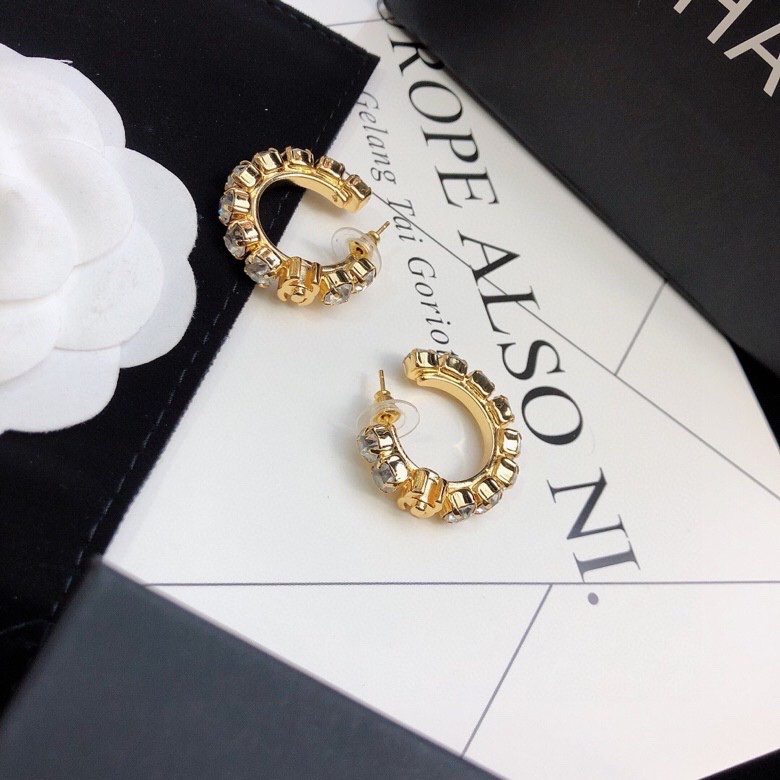 Ch**el C Shape Earrings Gold Tone For Women