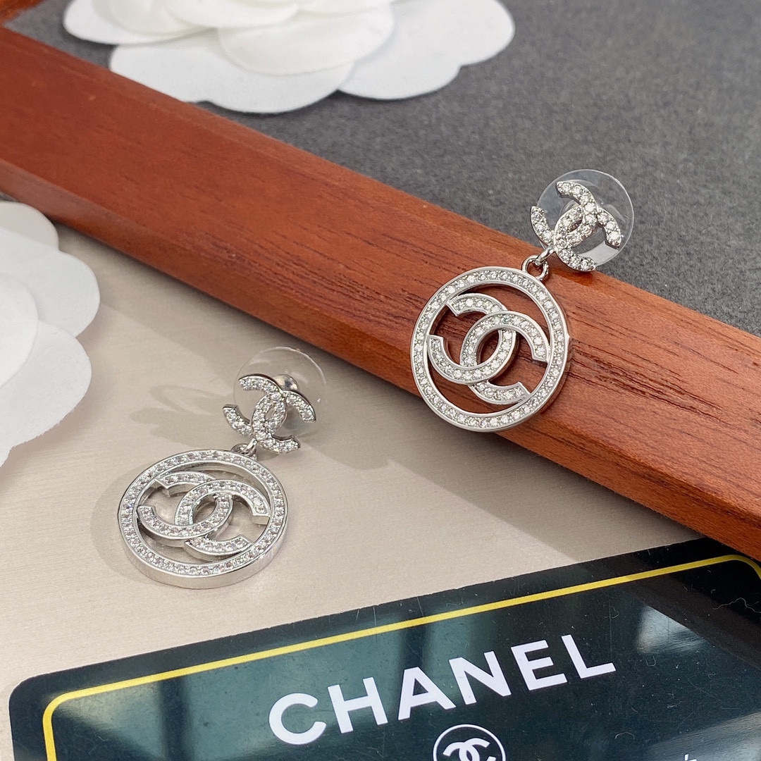 Ch**el Circle Earrings Silver For Women