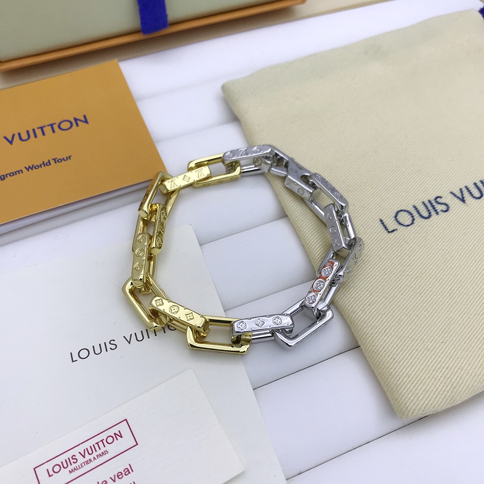 L0vis Vvtt0n Combinating Two Colors Monogram Chain Bracelet Multicolor For Men