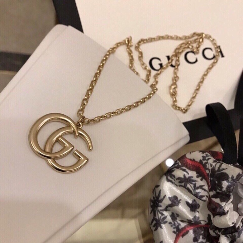 Gvc*1 Douple G Frame Pendant Necklace Gold Tone For Women
