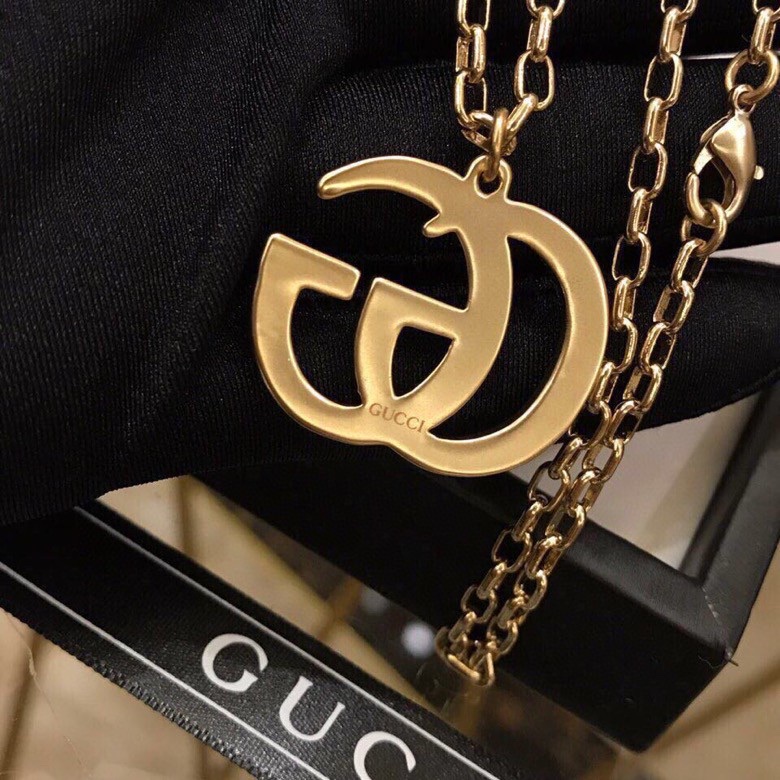 Gvc*1 Douple G Frame Pendant Necklace Gold Tone For Women