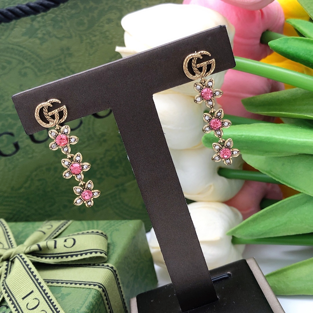 Gvc*1 Flower Stud Earrings Pink For Women