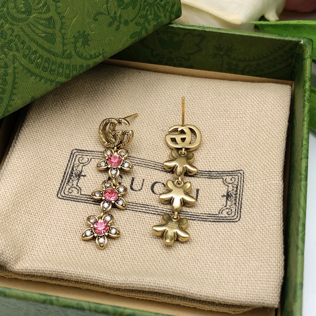 Gvc*1 Flower Stud Earrings Pink For Women