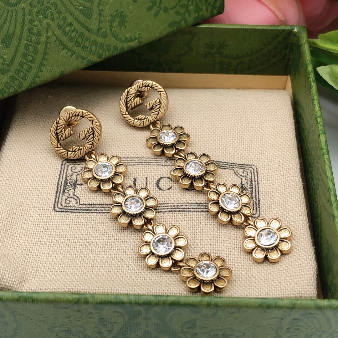 Gvc*1 Flower Tassel Earrings Gold For Women