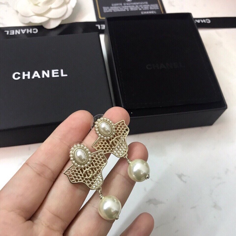 Ch**el Mesh Earrings Gold For Women