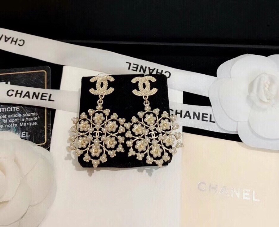 Ch**el Snowflakes Earrings Gold Tone For Women