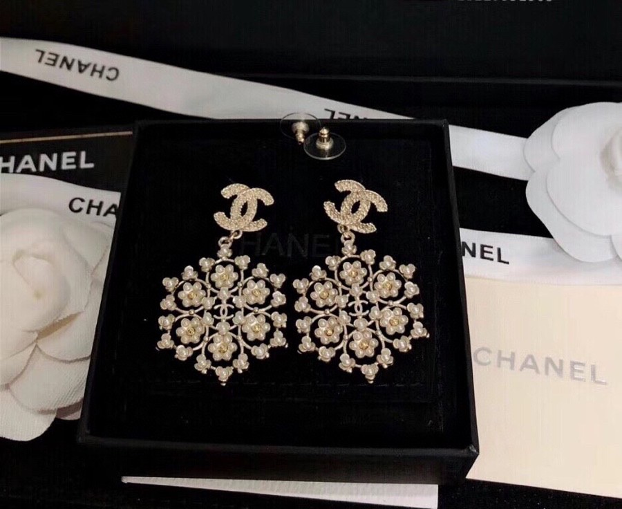 Ch**el Snowflakes Earrings Gold Tone For Women