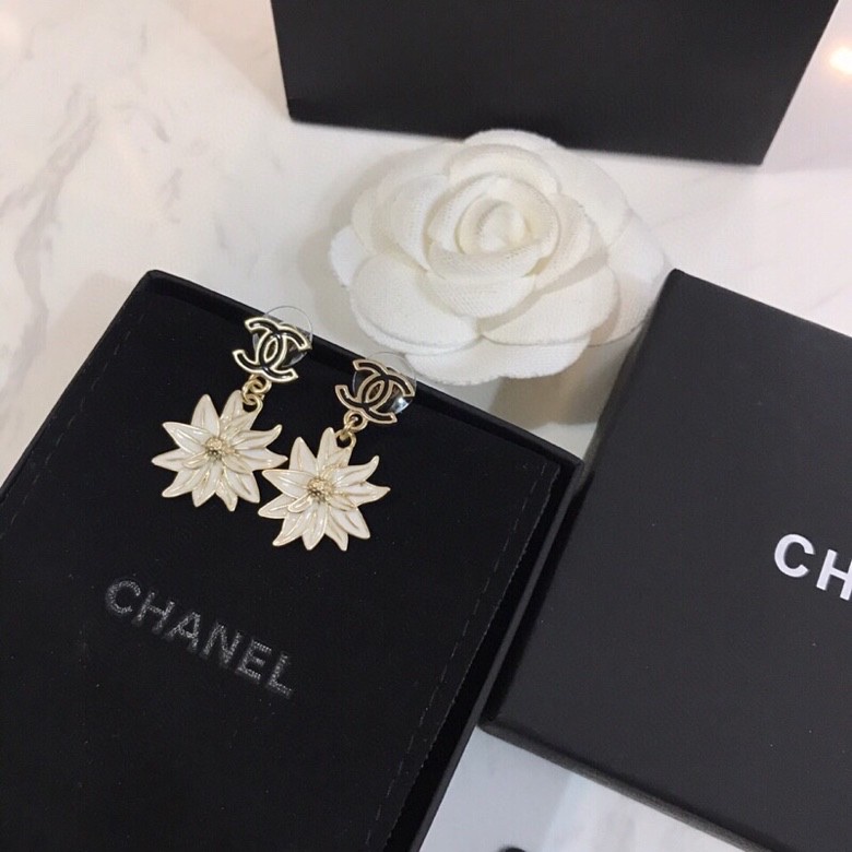 Ch**el Sun Flower Earrings Gold Tone For Women