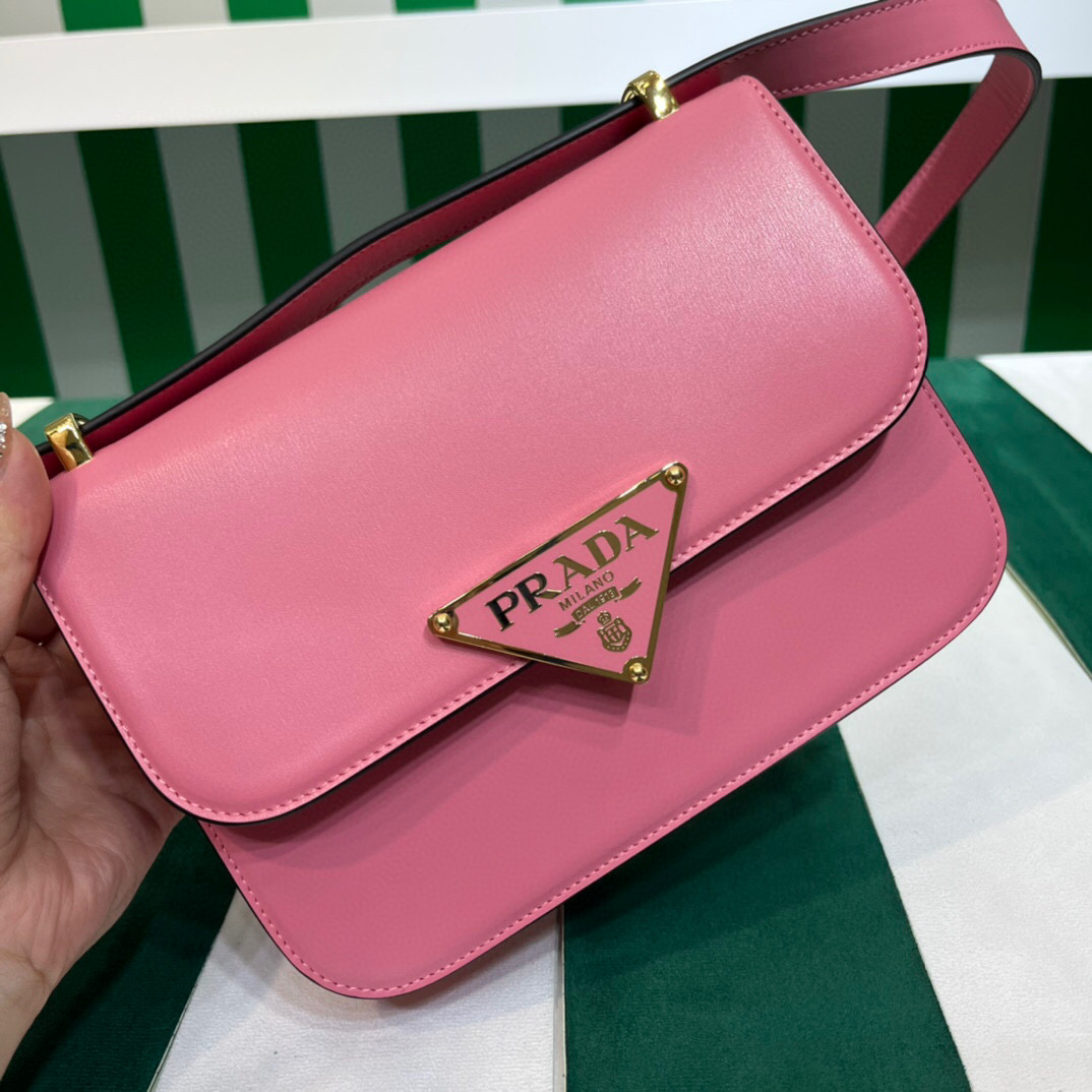 Pra*a Emblème Shoulder Bag In Pink For Women 7.8in/20cm 1BD340_2A3A_F0ZCL_V_UTO
