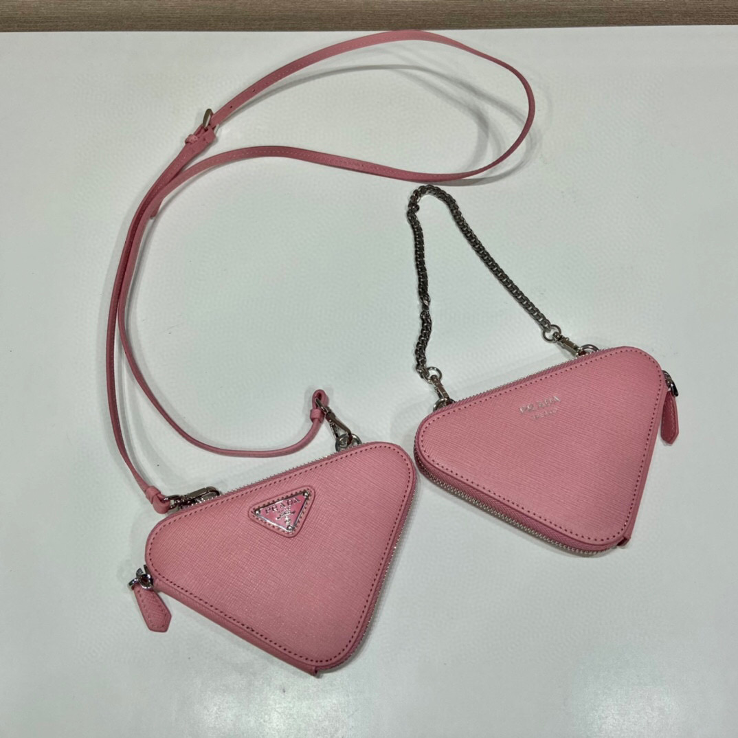 Pra*a Saffiano Mini Pouch In Pink For Women 5.9in/ 15cm 1NR015_053_F0442