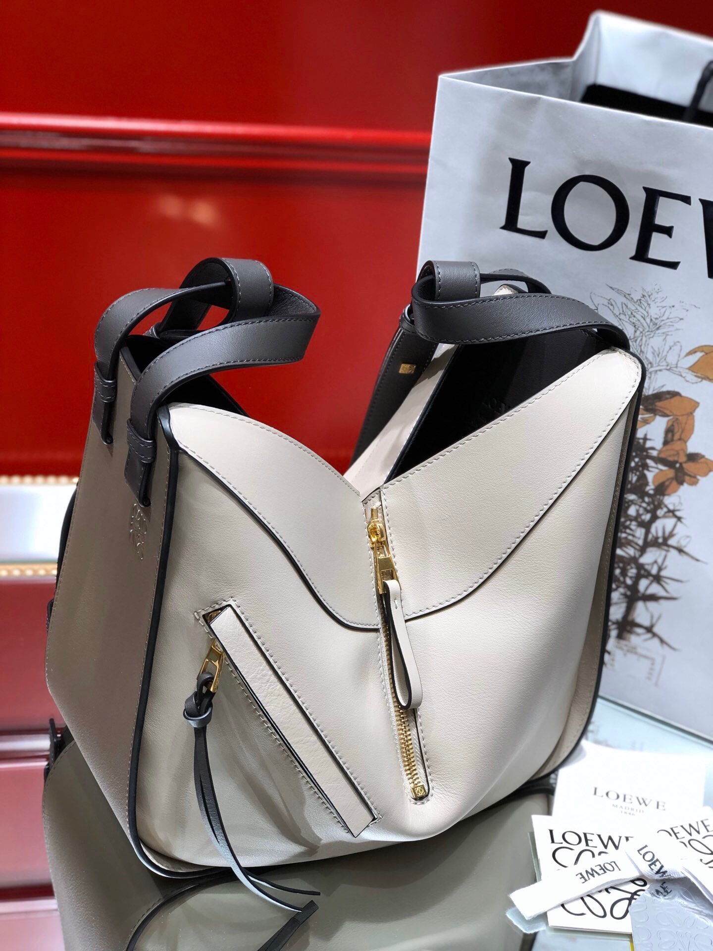L0ew* Small Hammock Bag Blue/Pink/Beige/White/Brown/Burgundy/Grey For Women 11.8in / 30cm