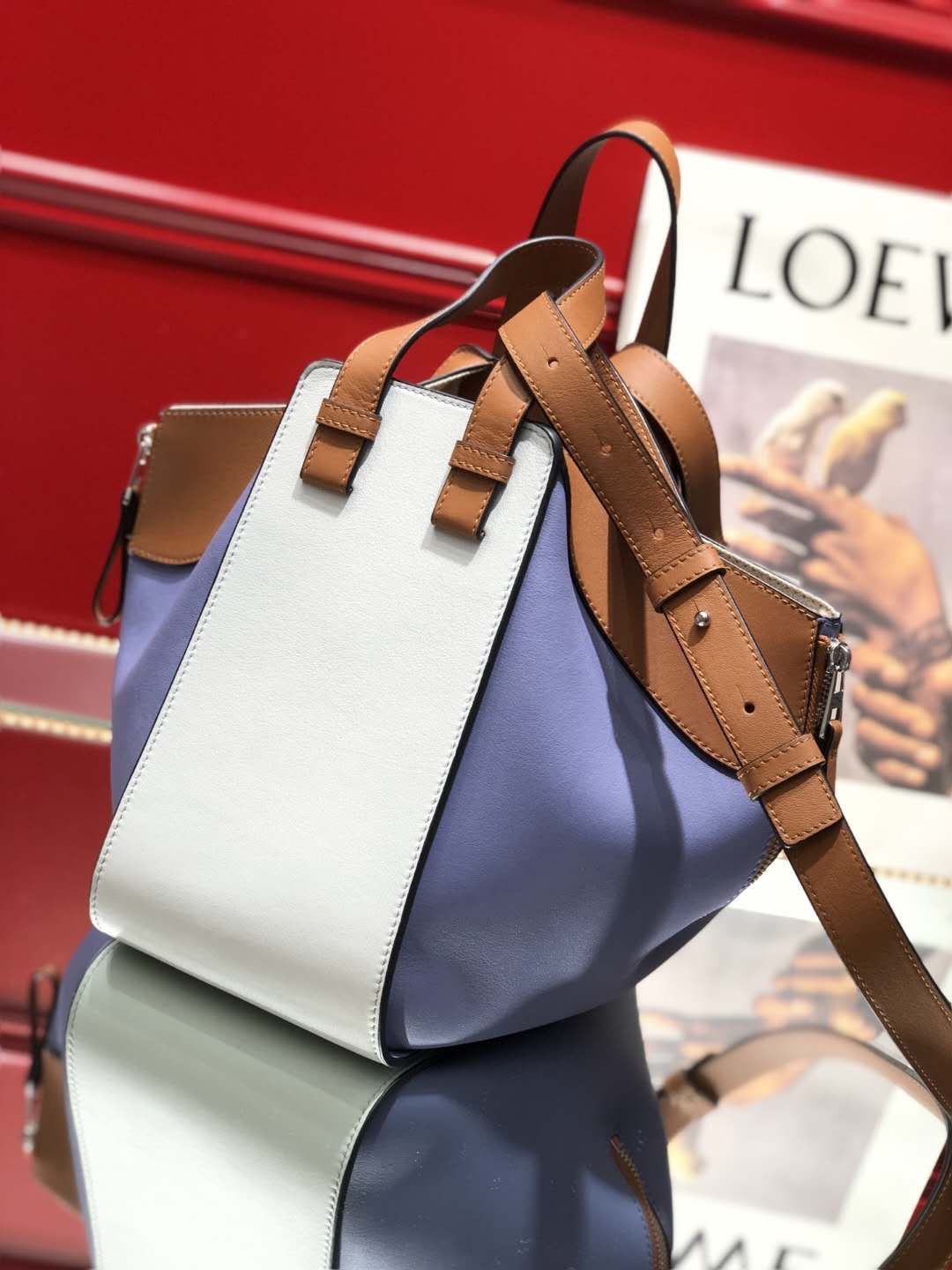 L0ew* Small Hammock Bag Blue/Pink/Beige/White/Brown/Burgundy/Grey For Women 11.8in / 30cm