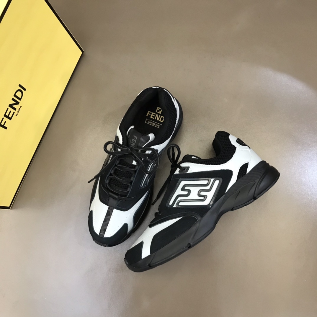 F**di FD Faster Trainers Sneakers Black And White For Men