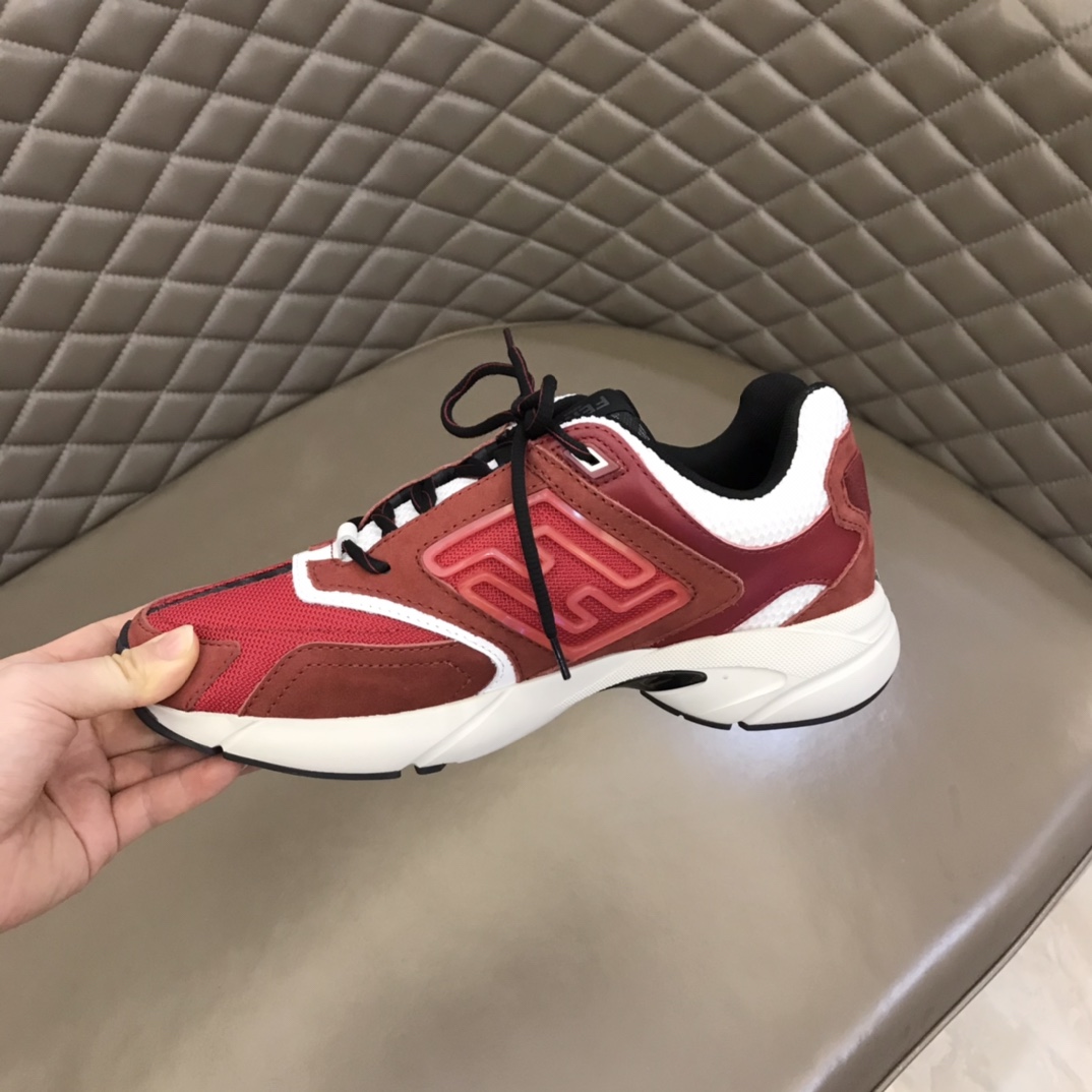 F**di FD Faster Trainers Sneakers Burgundy For Men 7E1555AKX6F1ICI