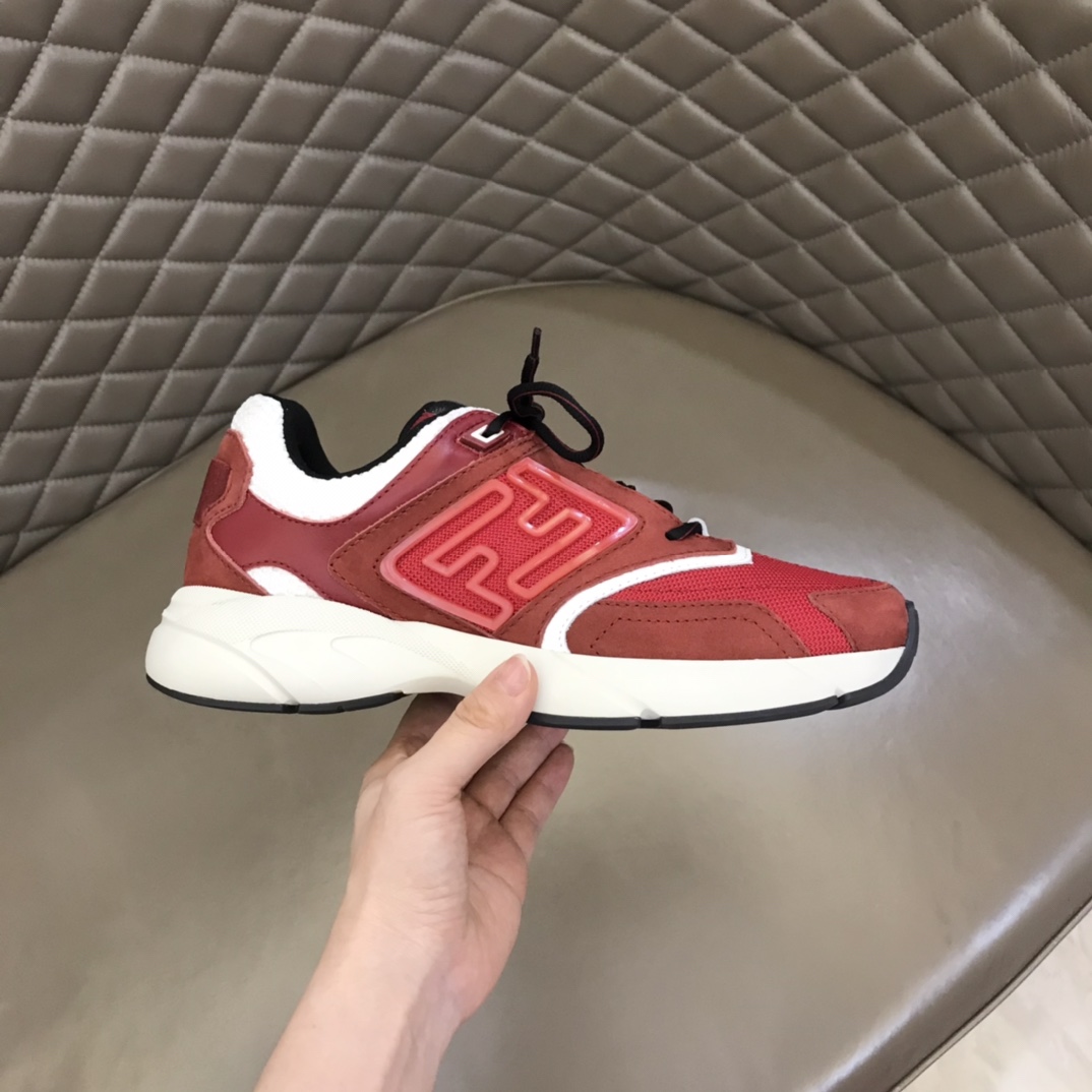 F**di FD Faster Trainers Sneakers Burgundy For Men 7E1555AKX6F1ICI