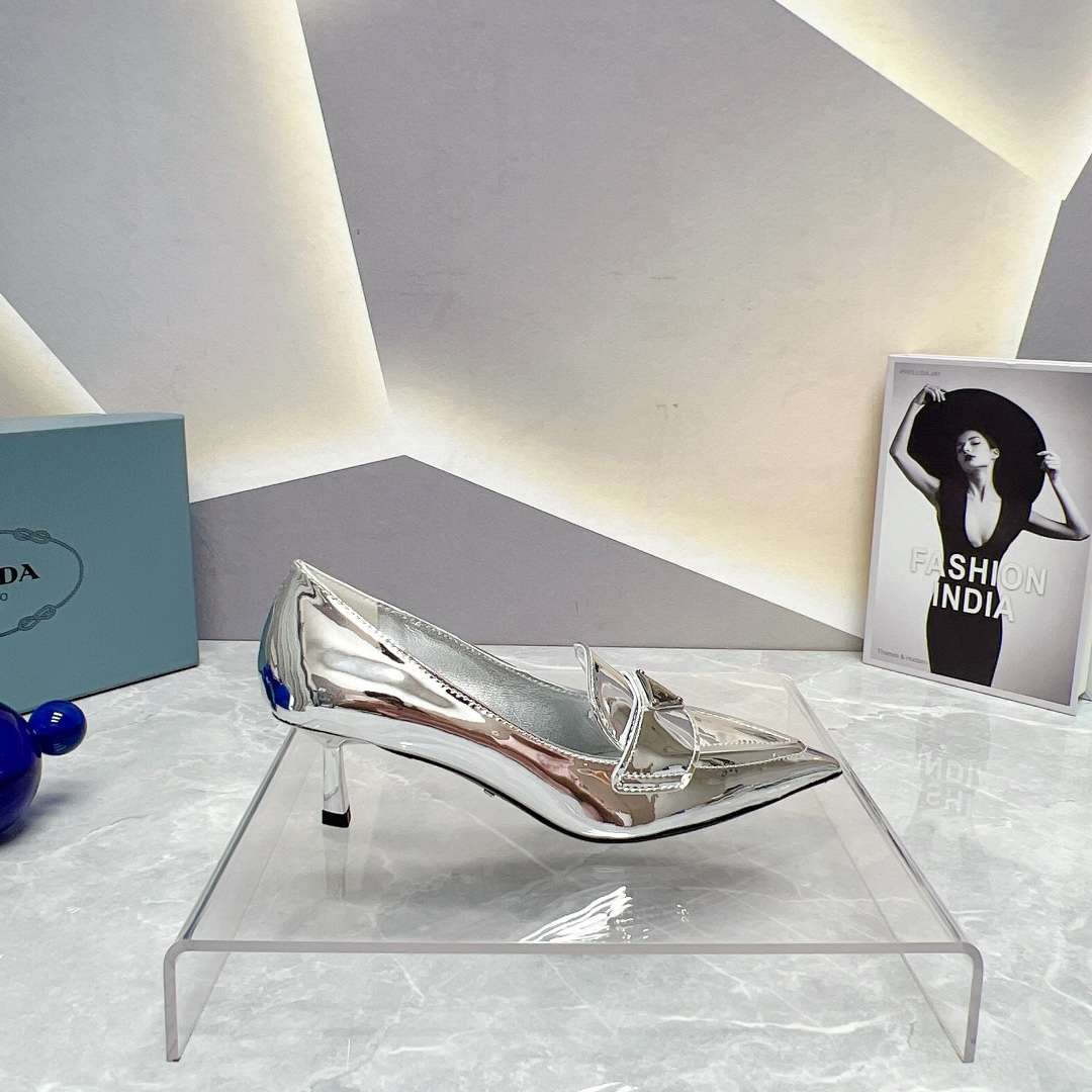 Pra*a Patent Pumps Silver For Women