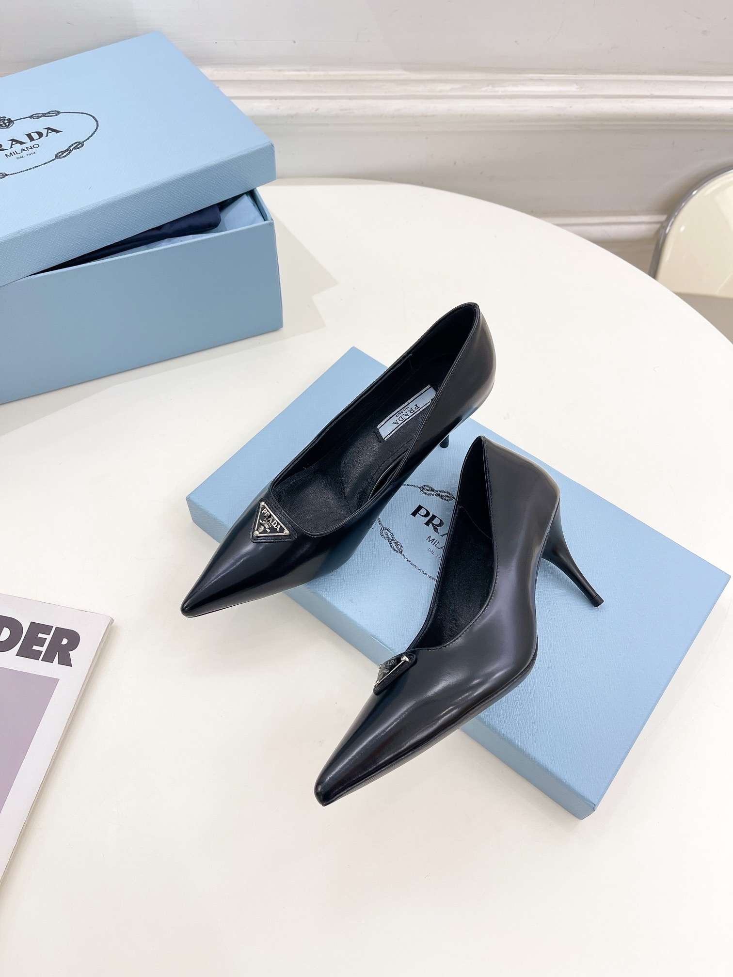 Pra*a Spike Pumps Black For Women