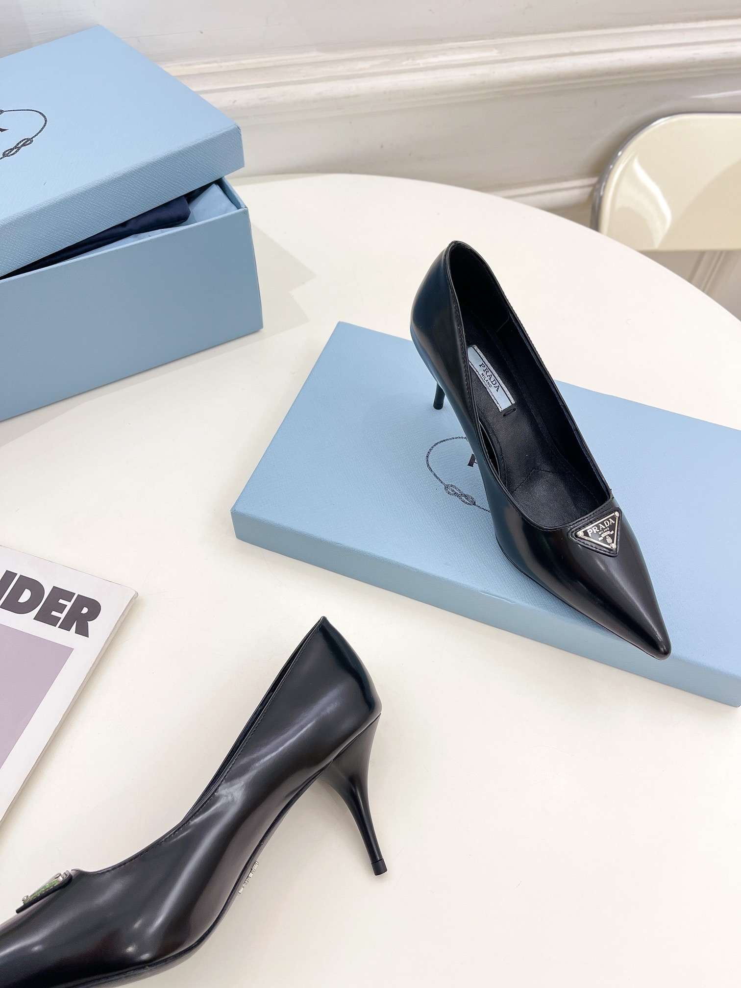 Pra*a Spike Pumps Black For Women