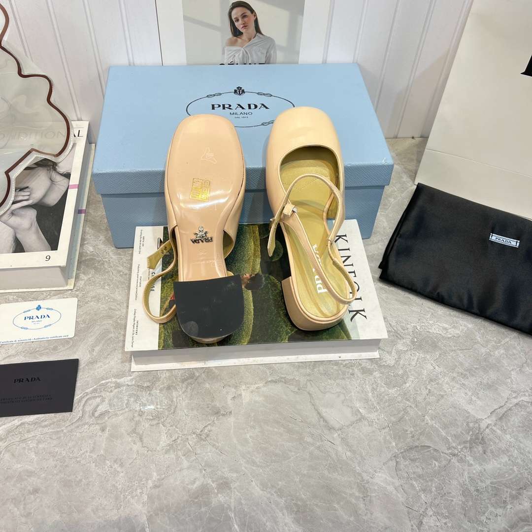 Pra*a Slingback Exull Pumps Cream For Women