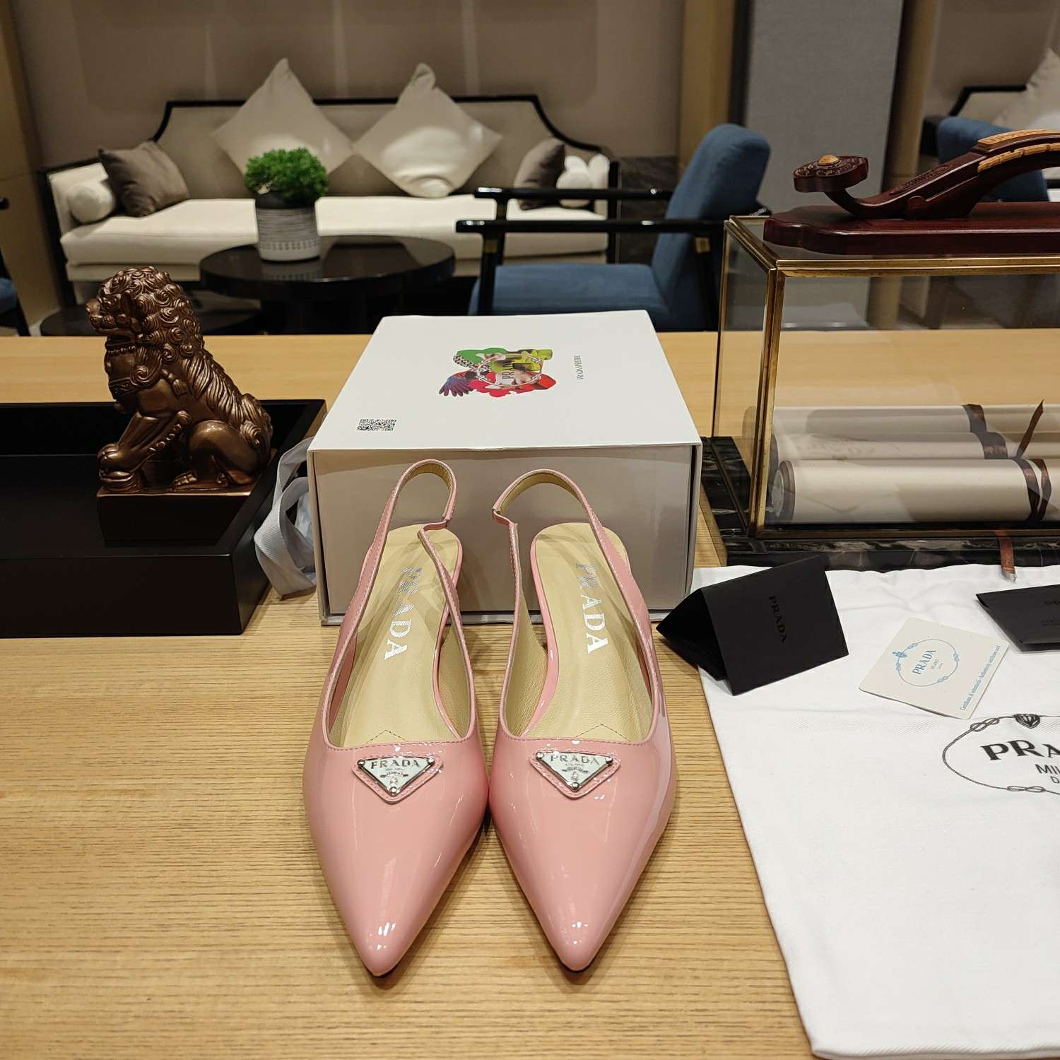 Pra*a Slingback Spike Pumps Pink For Women