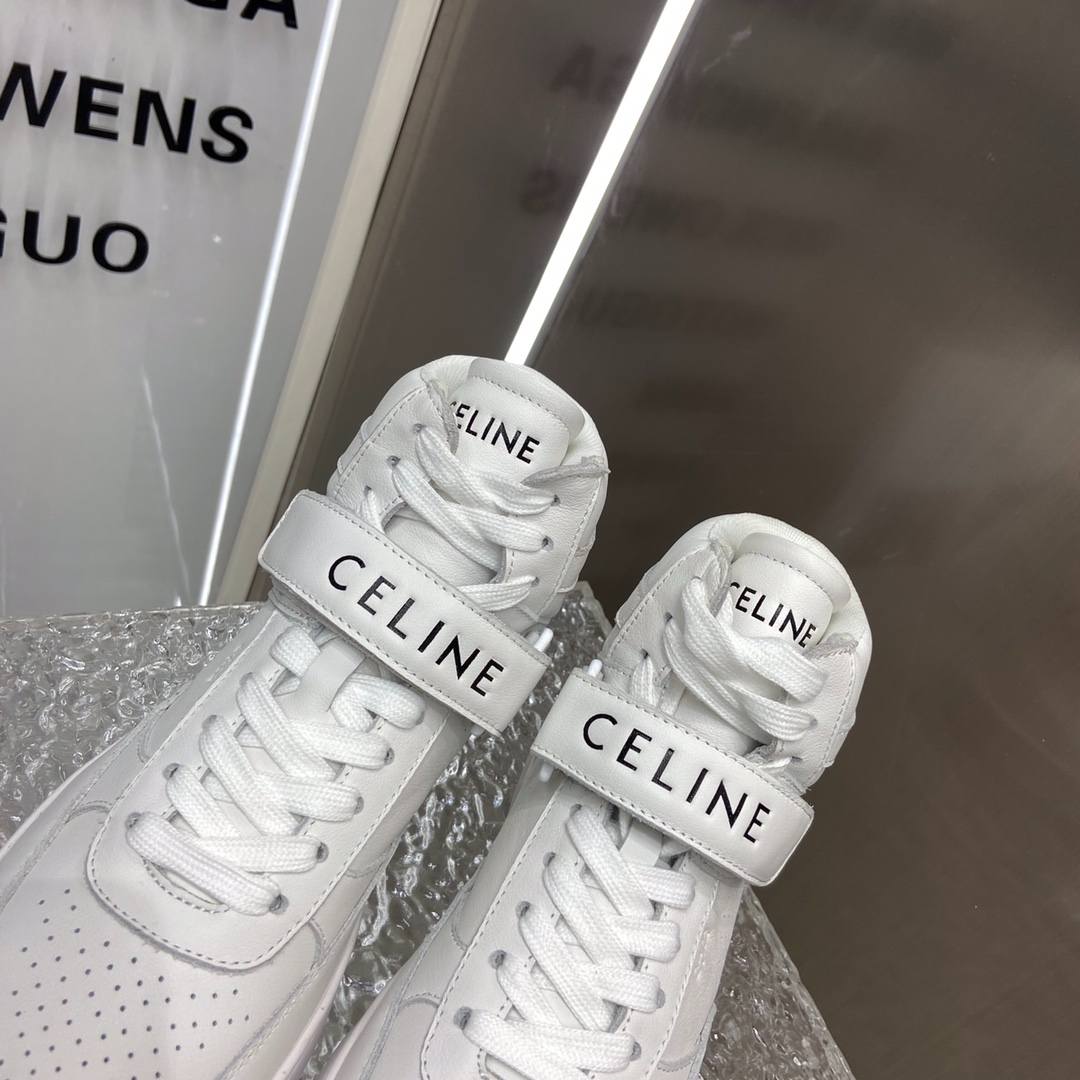 Ce1i*e Trainer High Sneaker With Scratch White For Women
