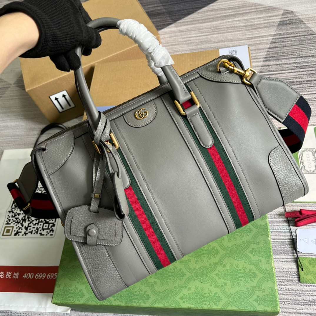 Gvc*1 Double G-Detailed Smooth Medium Handbag Grey For Men 13.3 in/ 34 cm ‎