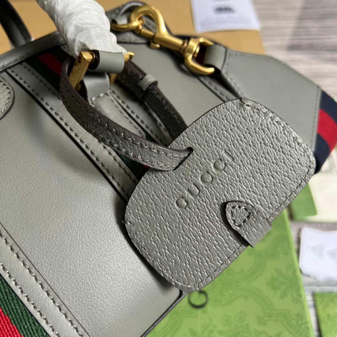 Gvc*1 Double G-Detailed Smooth Mini Handbag White/Grey/Brown For Men 8.6 in/ 22 cm