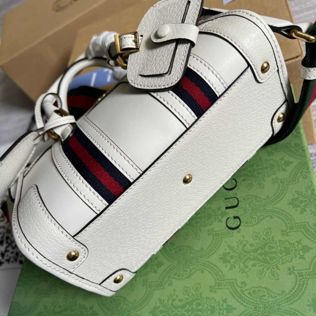 Gvc*1 Double G-Detailed Smooth Mini Handbag White/Grey/Brown For Men 8.6 in/ 22 cm