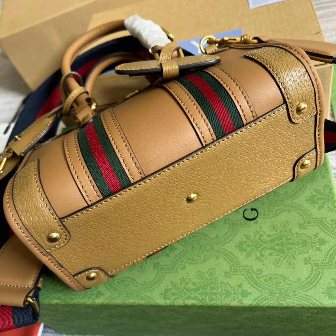 Gvc*1 Double G-Detailed Smooth Mini Handbag White/Grey/Brown For Men 8.6 in/ 22 cm