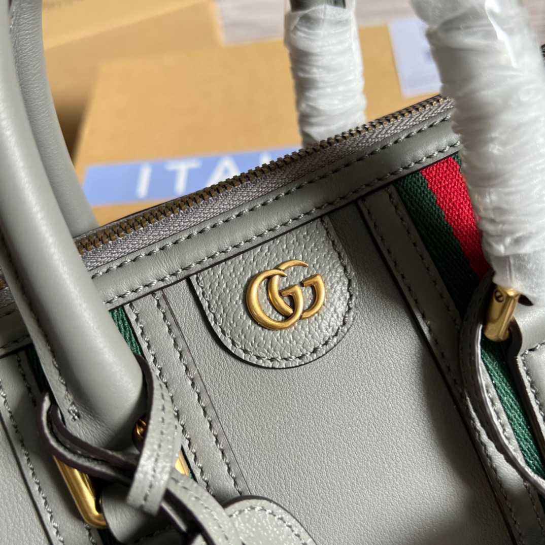 Gvc*1 Double G-Detailed Smooth Small Handbag White/Grey/Brown For Men 10.6 in/ 27 cm