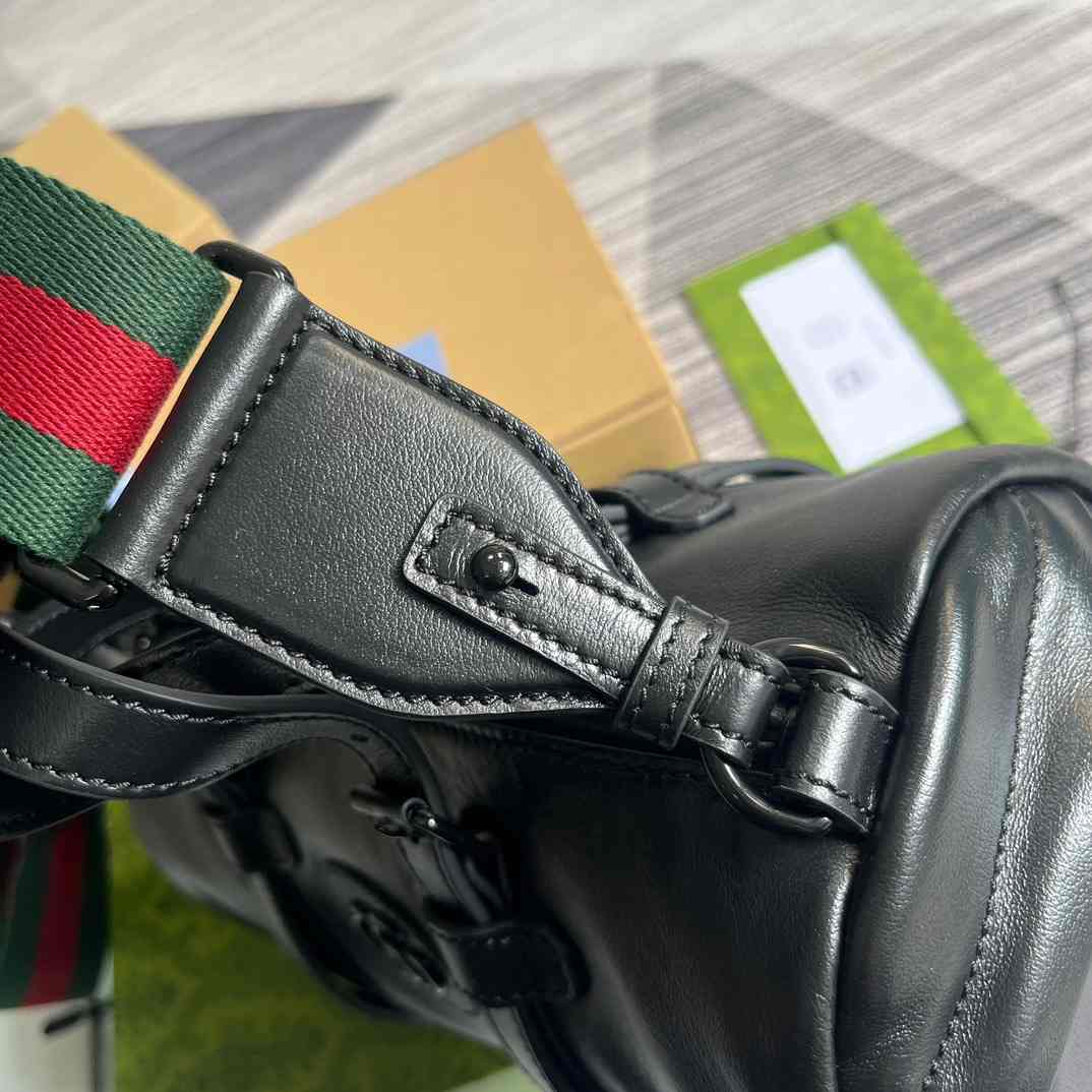 Gvc*1 Small Duffle Bag With Tonal Double G Black/Green Khaki/Grey 11.2 in/28.5cm 725701 AABDE 1060