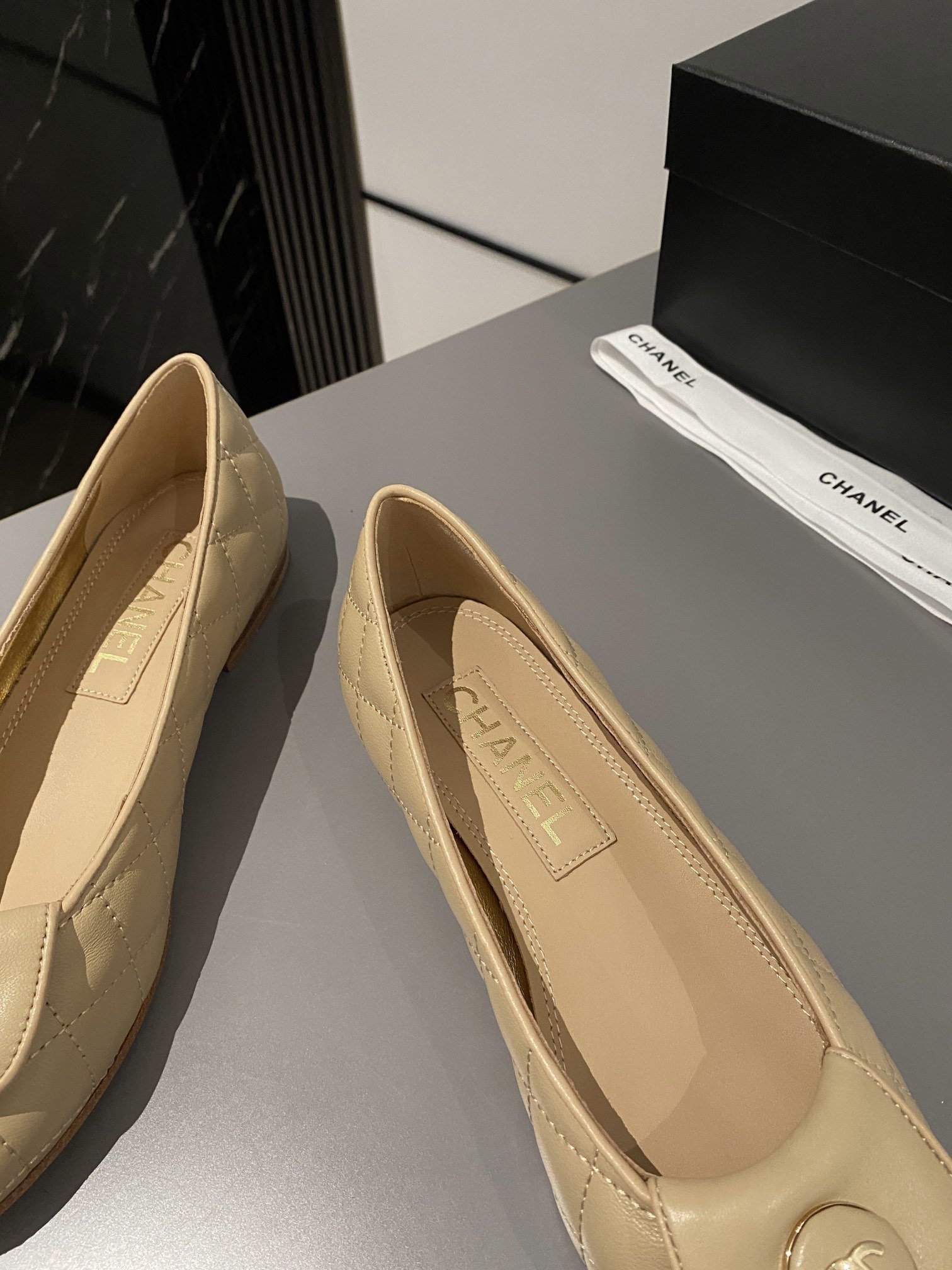 Ch**el Ballet Flats Beige For Women