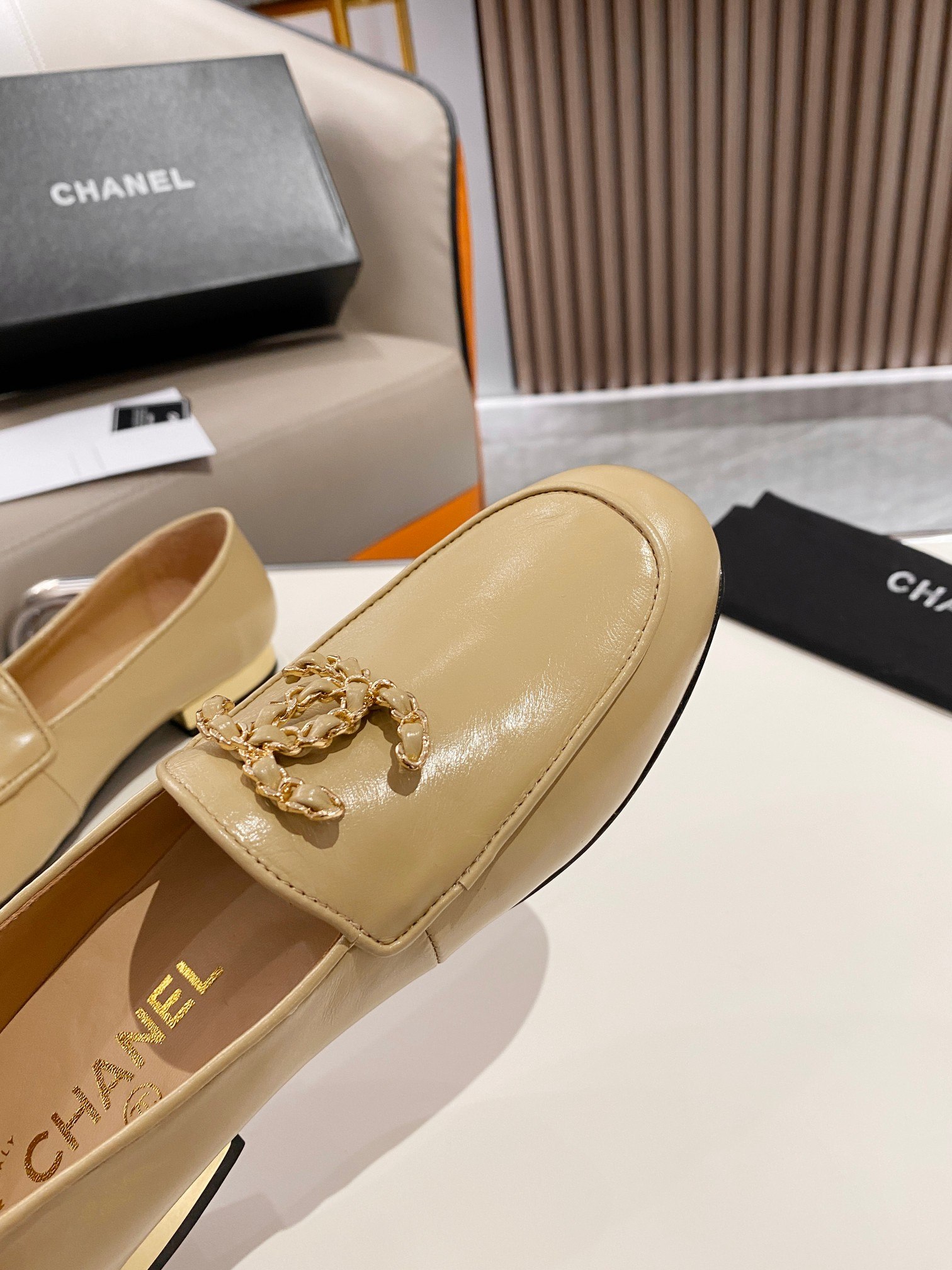 Ch**el Colorful Double C Logo Loafers Brown For Women