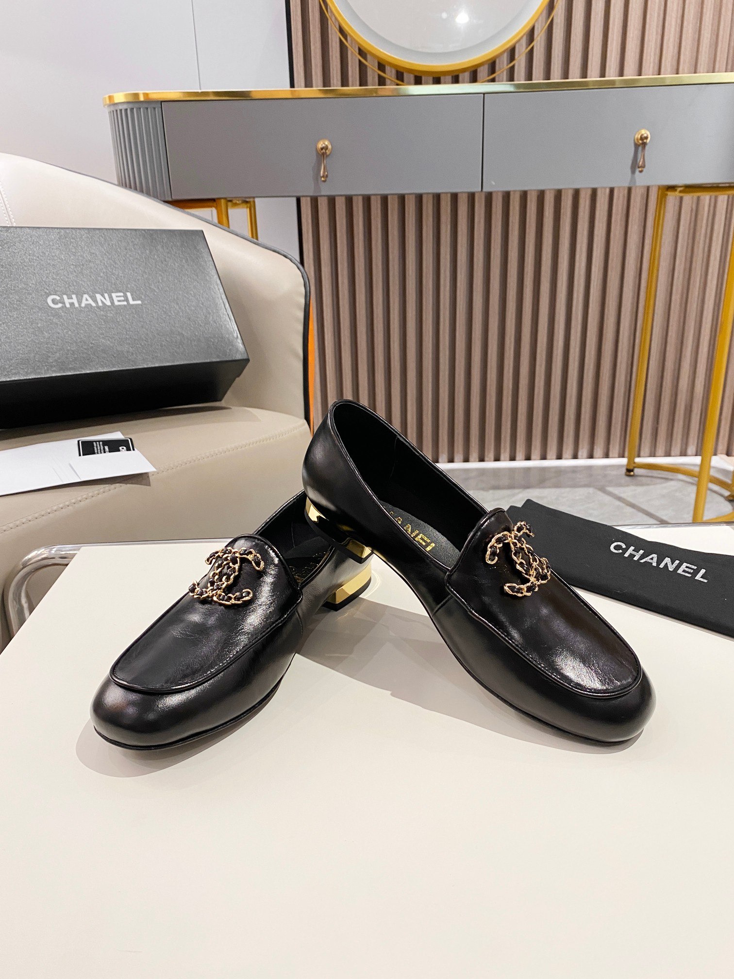 Ch**el Colorful Double C Logo Loafers Black For Women