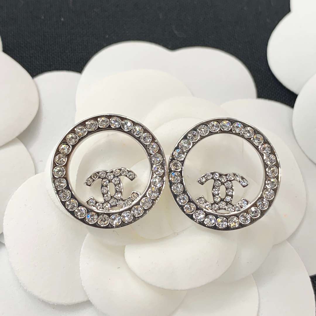 Ch**el Hoop Earrings Silver For Women